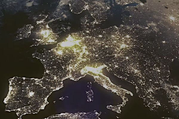 Nachtlicht in Europa
